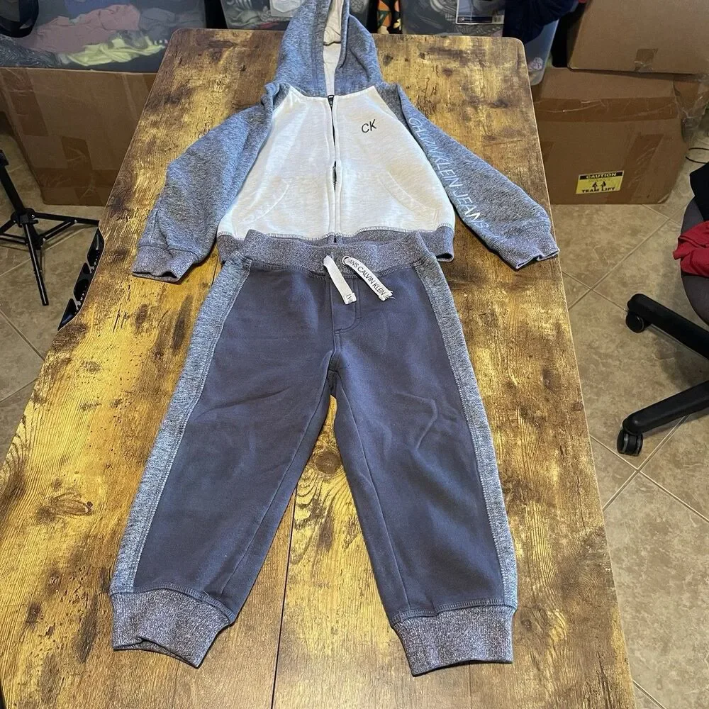 Calvin Klein Set Toddler Boy Sz 3t Hoodie Pants Daycare Playwear Preschool Fall